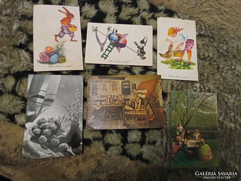 6 old Easter postcards from the 1960s