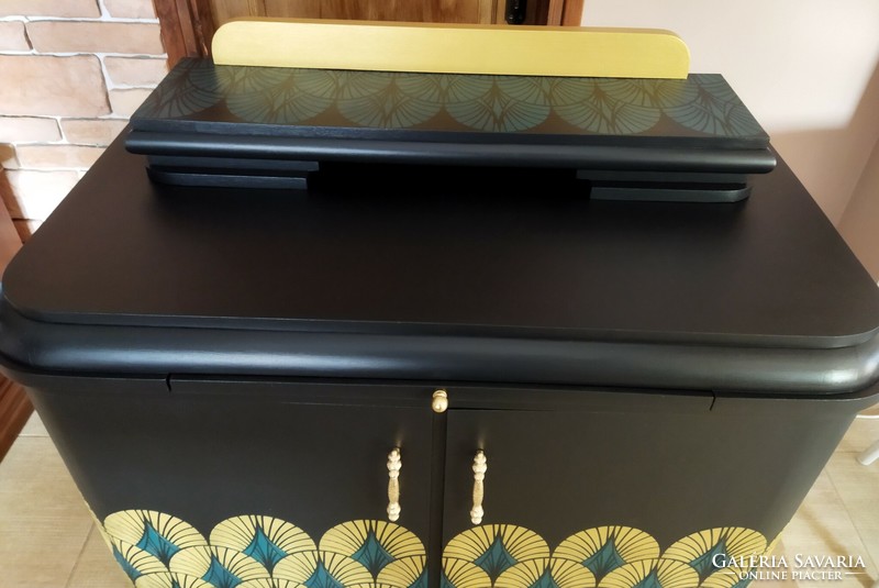 Art deco style dresser-bar cabinet - black-gold-teal
