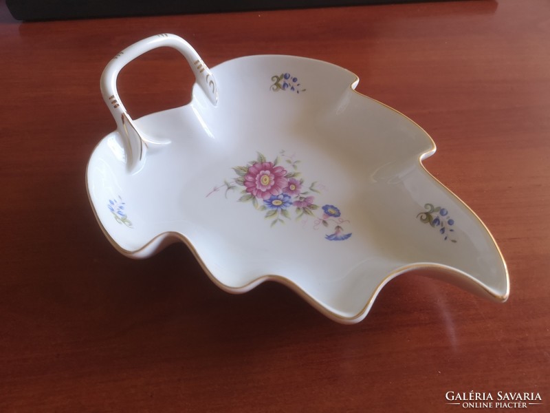 Hollóházi Hajnalka leaf-shaped porcelain bowl, offering bowl