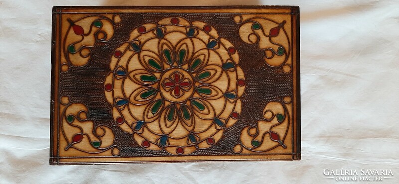 Large carved and painted wooden box