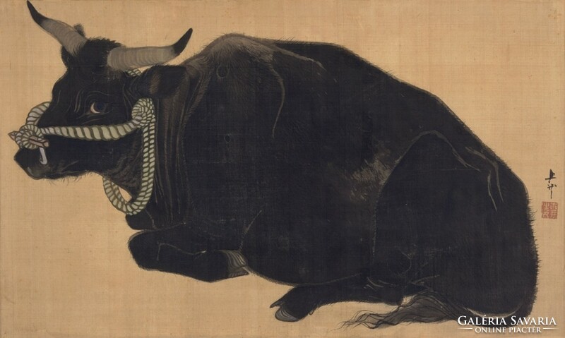 Mihaty yoriu - reclining bull - canvas reprint