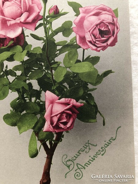Antik, régi virágos képeslap                                     -2.