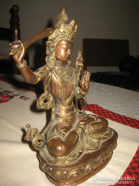 Budha , karddal a kezében , ,Manjushri isten a határtalan  bölcsesség istene  22 cm