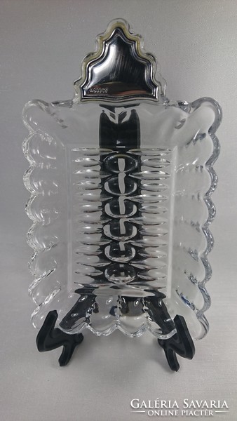 Glass serving, 800 fineness silver insert handle, xx.Middle century,
