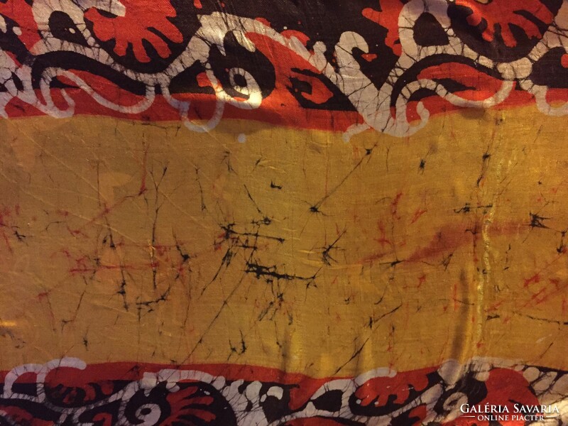Caterpillar silk batik scarf, thin material, fiery colors, African pattern, handmade