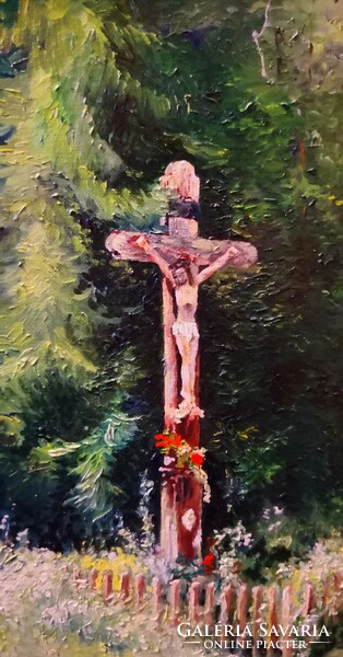Fk/373 - shepherd m. Miklós - cross of Christ on the edge of the forest