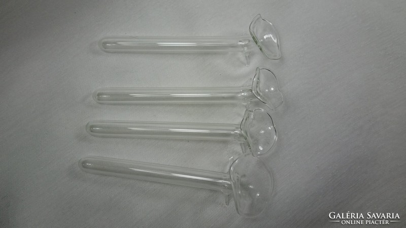 4 db fújt üveg 11 cm hosszú fekvő ibolyavázák egyben