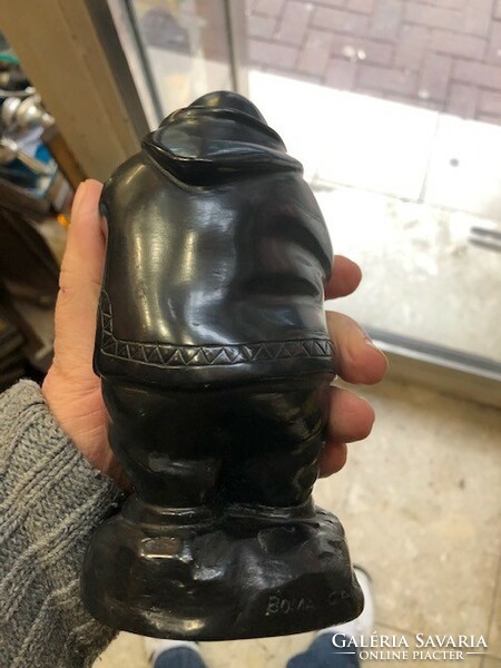 Eskimo ceramic statue, boma, signed, size 16 cm.