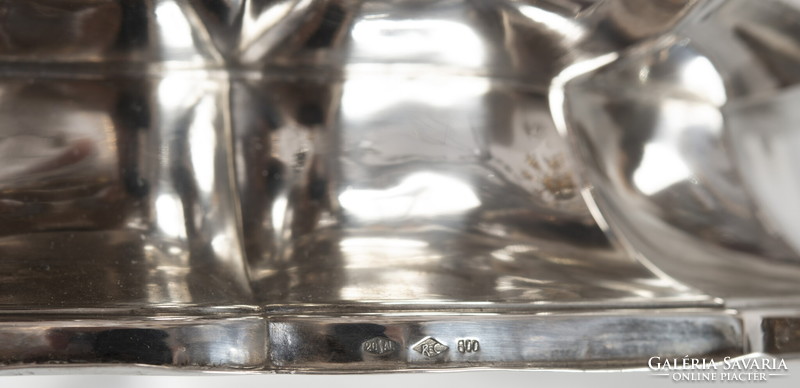 Ezüst csónakkínáló / asztalközép áttört mintás fogóval