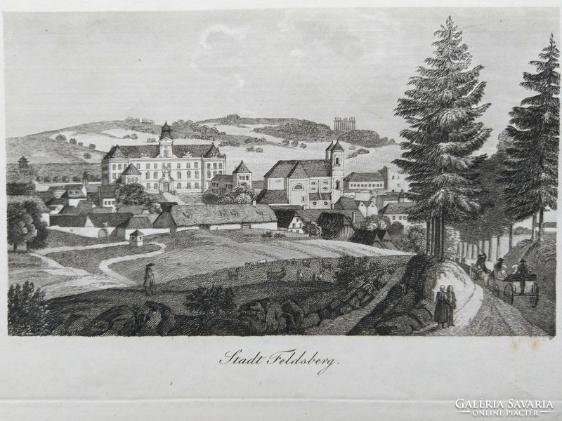 Feldsberg, Czech Republic, original woodcut ca.1843
