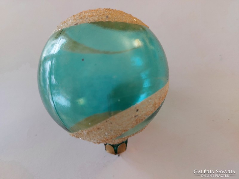 Old glass Christmas tree ornament transparent blue sphere glass ornament