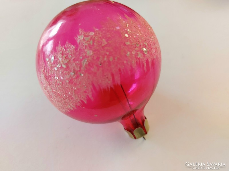 Old glass Christmas tree ornament transparent pink sphere glass ornament