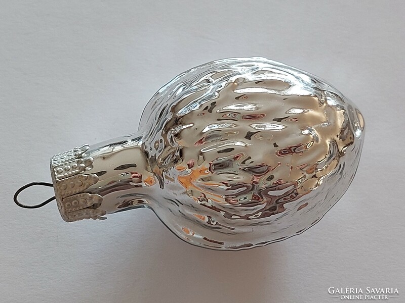 Old glass Christmas tree ornament silver walnut glass ornament