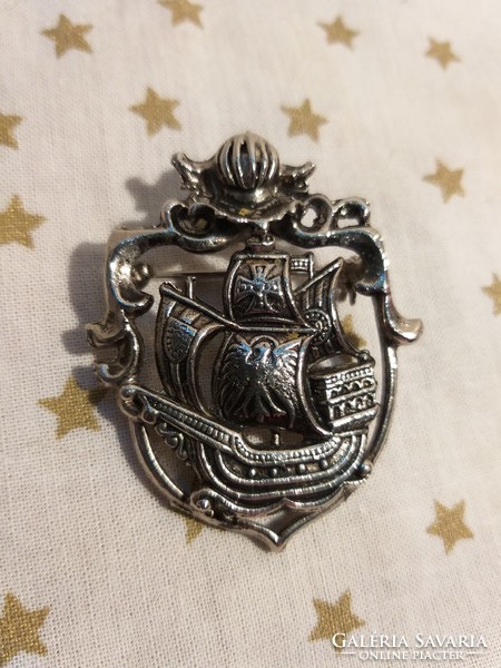 Retro boat nautical brooch pin large size