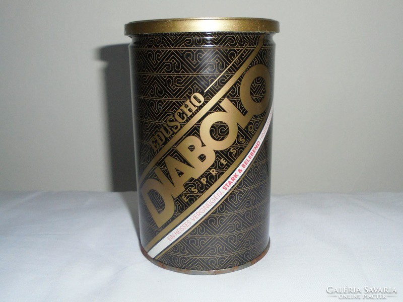Retro German coffee metal tin box - eduscho diabolo espresso - from the 1980s