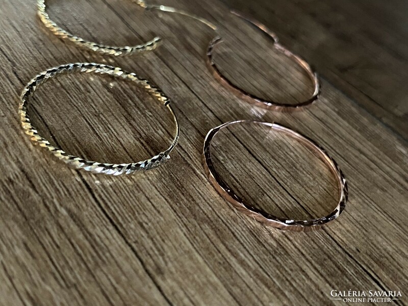 Beautiful, marked, yellow and rose gold - silver hoop earrings