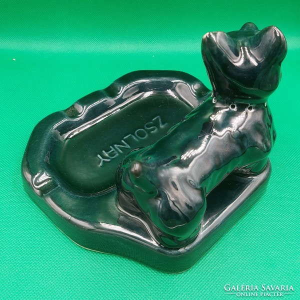 Rare collector's Zsolnay dog ashtray, from the 1940s