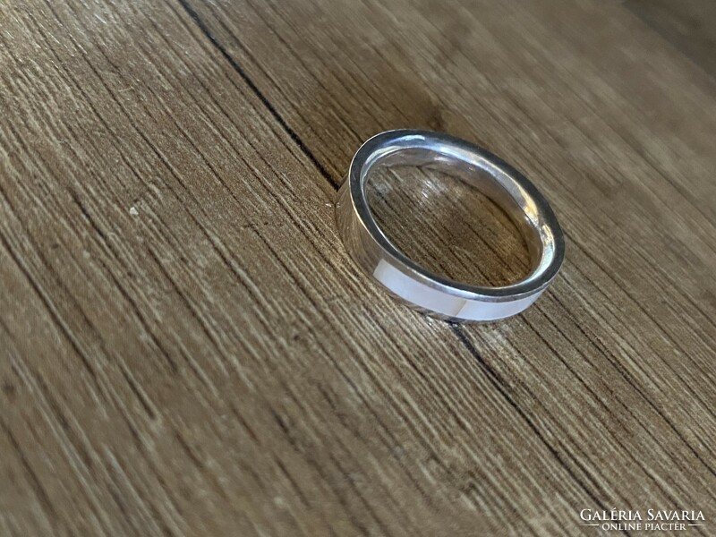 Csodaszép, letisztult, gyöngyházas 55-ös, jelzett ezüst gyűrű