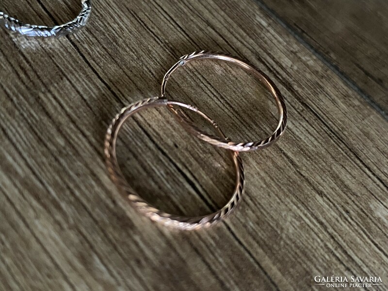 Smaller, lightweight, hallmarked sterling silver, engraved hoops - rose gold and rhodium plated