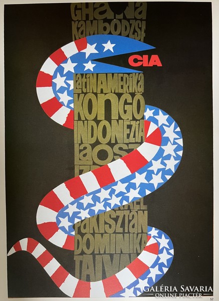 Cia - usa - laos, indonesia, congo etc poster - 1980s offset print - hard year