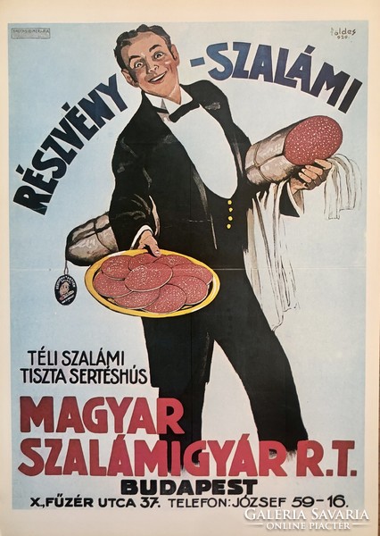 Részvény szalámi Budapest  plakát 1970-es évek print