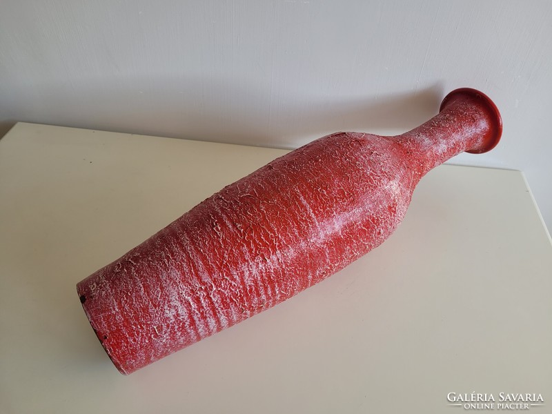 Régi retro 69 cm es nagy padlóváza csorgatott zsugormázas mid century váza