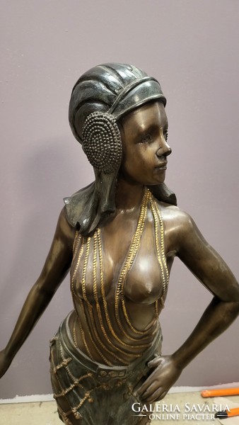 Art deco táncosnő bronzszobor