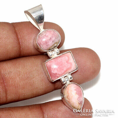 Silver pendant with rhodochrosite gemstone from Namibia