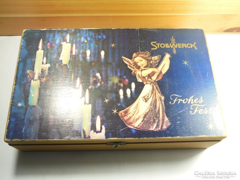 Old retro angel gift Christmas tree bacon candy gift box gift box- stollwerck- frohes fest