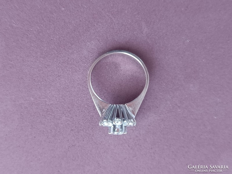 Fehérarany art deco gyűrű gyémántokkal cca. 1 ct