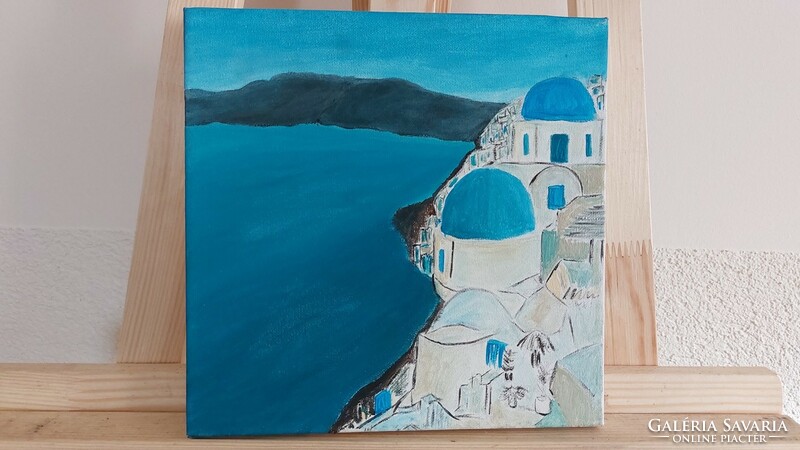 (K) Kis mediterrán festmény 24x24 cm