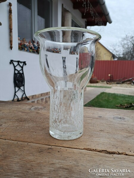 Repesztett  Fátyolüveg fátyol karcagi berekfürdői üveg váza  fehér
