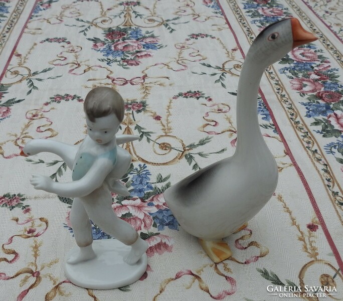 Hollóháza porcelain figurine - a goose and a goose are for sale together