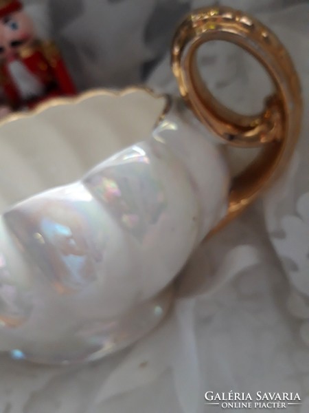 Burselm meseszép  angol art deco metálfényű váza arany fogóval