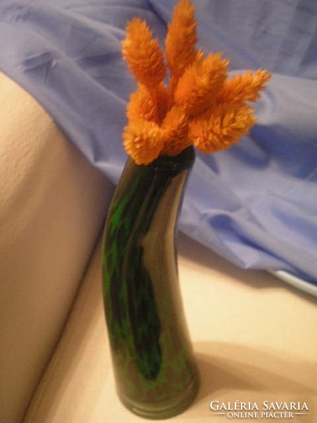 N1 Muránói türkiz zöld kétrétegű virágváza 23 cm hibátlanul eladó