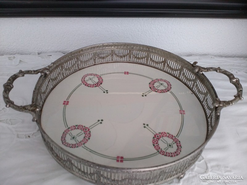 Hand painted faience antique tray