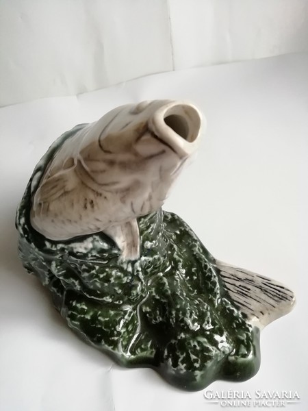 Árpád Viláhhy - applied art ceramic fish figure, flawless, marked 18 x 14 cm