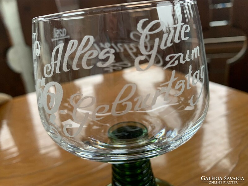 Twisted green stemmed crystal wine glass, 