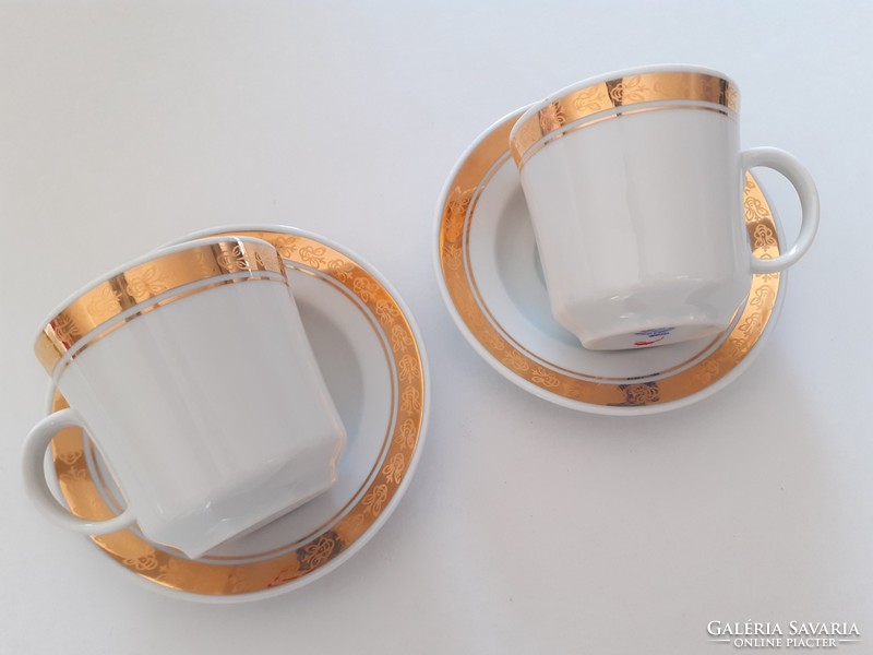 Régi Alföldi porcelán kávés csésze aranycsíkkal  2 db