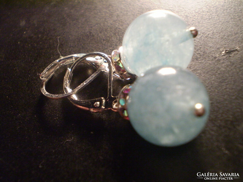For half, 12 mm aquamarine gemstone earrings
