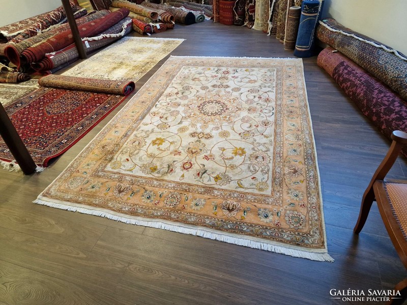 Original Iranian Silk Contour Tabriz 204x324 Hand Knotted Wool Persian Carpet ff_26