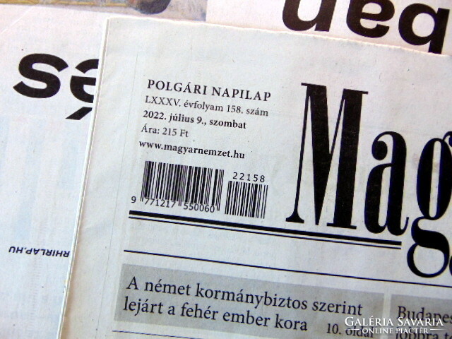2022 July 9 / Hungarian nation / for birthday!? Original newspaper! No.: 23706