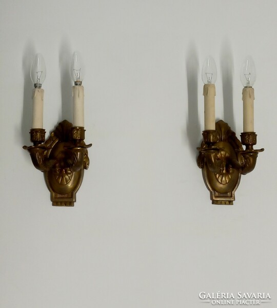 Pair of antique copper double wall arm lamps 2 pcs