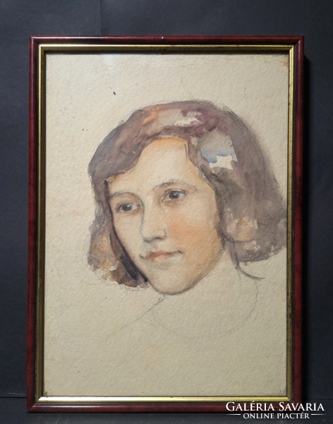 Női portré akvarell (teljes méret 37x27 cm)