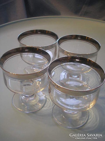 U7 antique thick silver rim ornate glass set with 4 pcs rarity curiosity