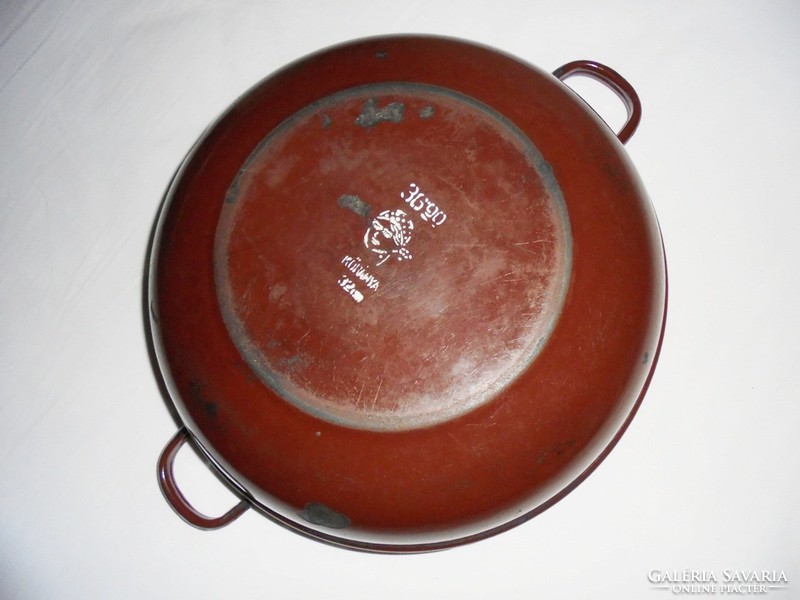 Retro enameled bowl with handles vajling - quarry - 32 cm diameter from the 1950s-1970s