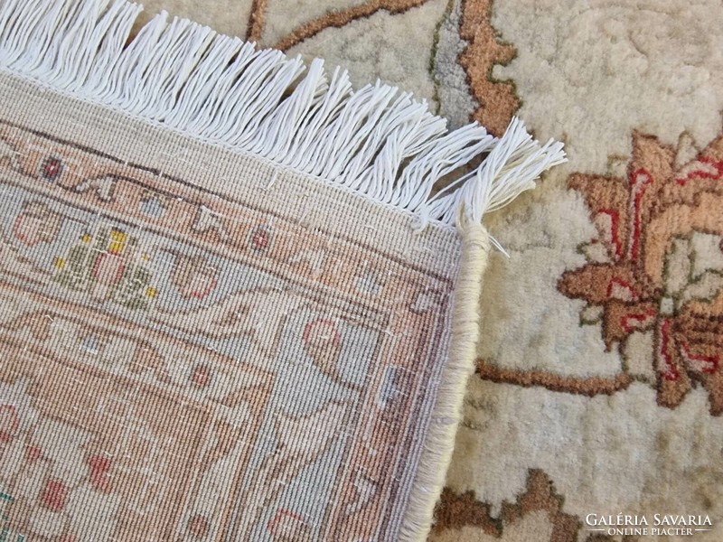 Eredeti iráni selyemkontúros tabriz 204x324 kézi csomózású gyapjú perzsa szőnyeg FF_26