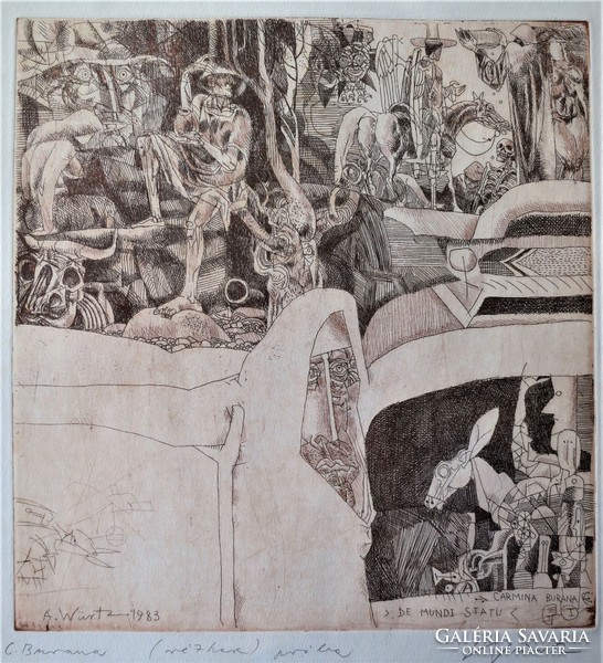 Adam Würtz: Carmina Burana / etching, proof, 1983