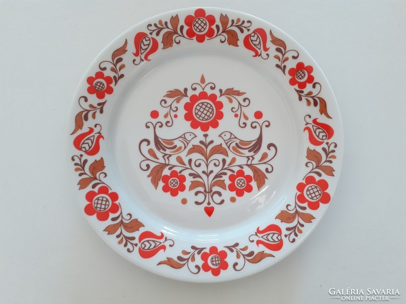 Régi Alföldi porcelán falitányér virágos madaras magyaros népi mintás tányér