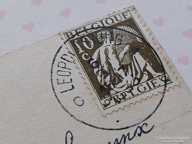 Régi újévi képeslap Paris fotó levelezőlap kislány szerencsepatkó